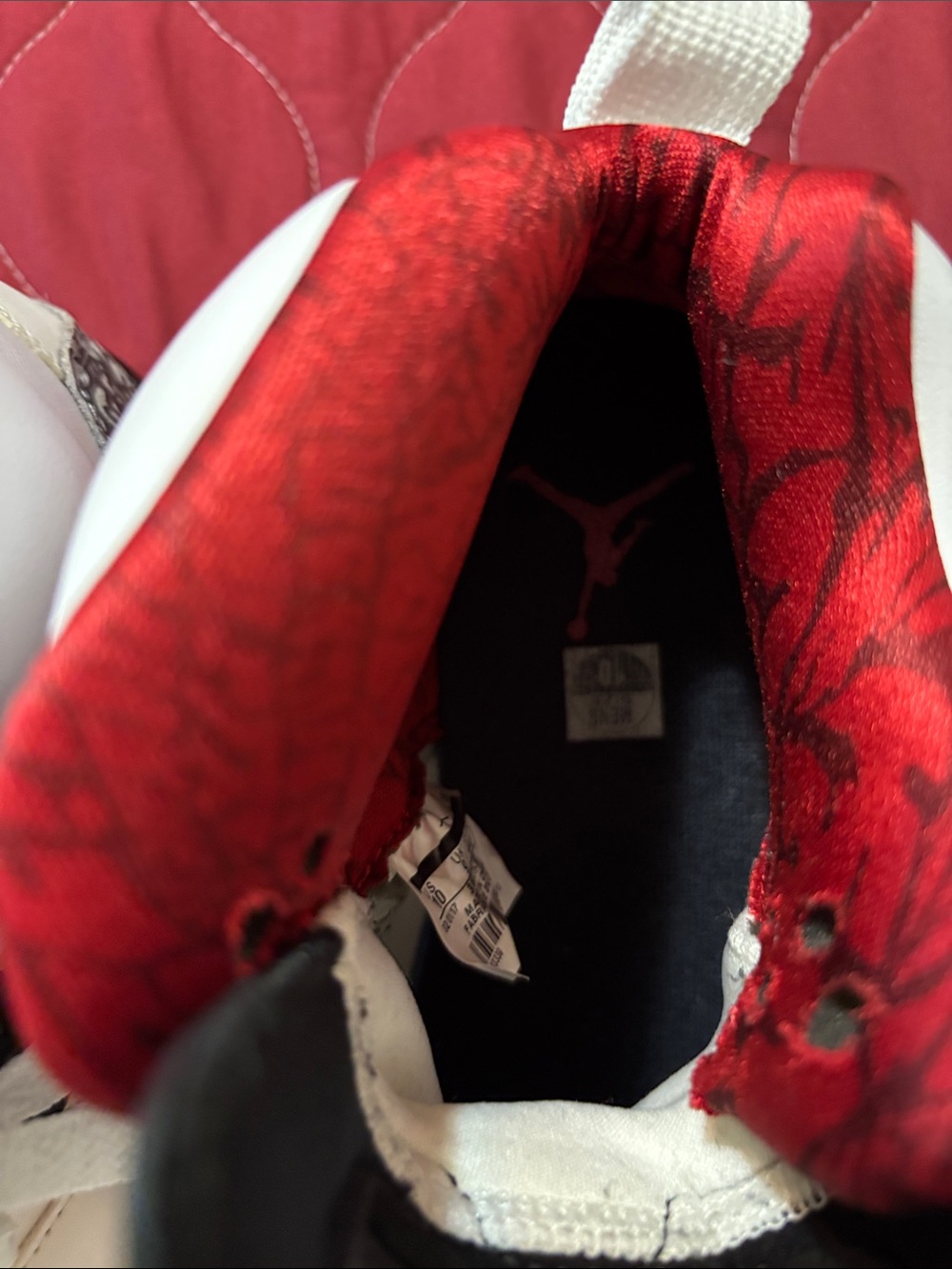 Spizikes Jordan Retro High-Top Sneakers in White, Red and Black and grey - Picture 6 of 7